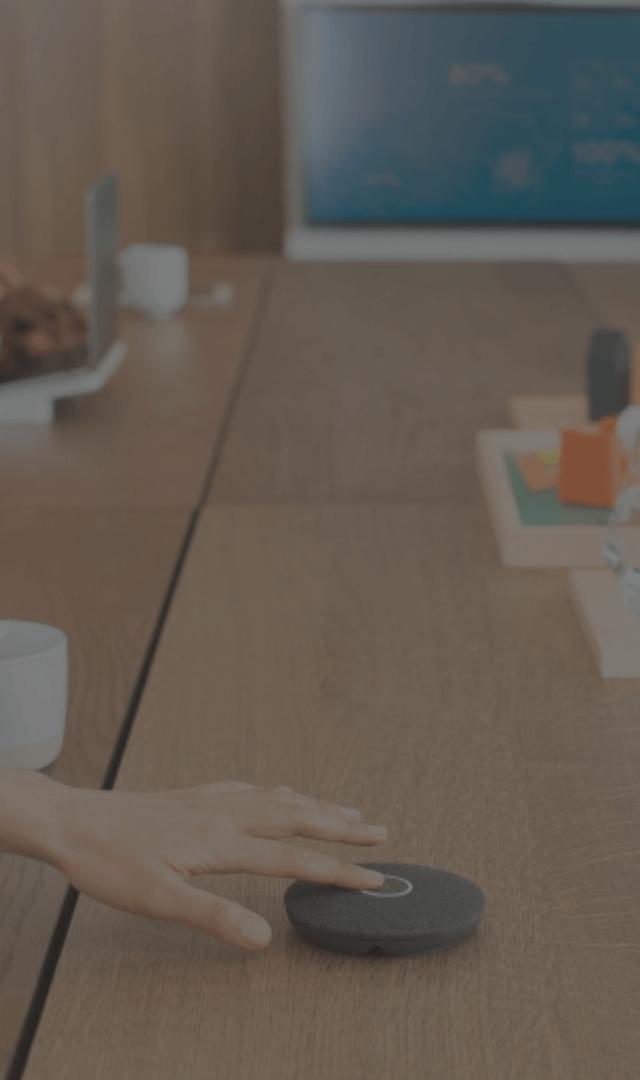 Conference room speaker and microphone turned on by coworker